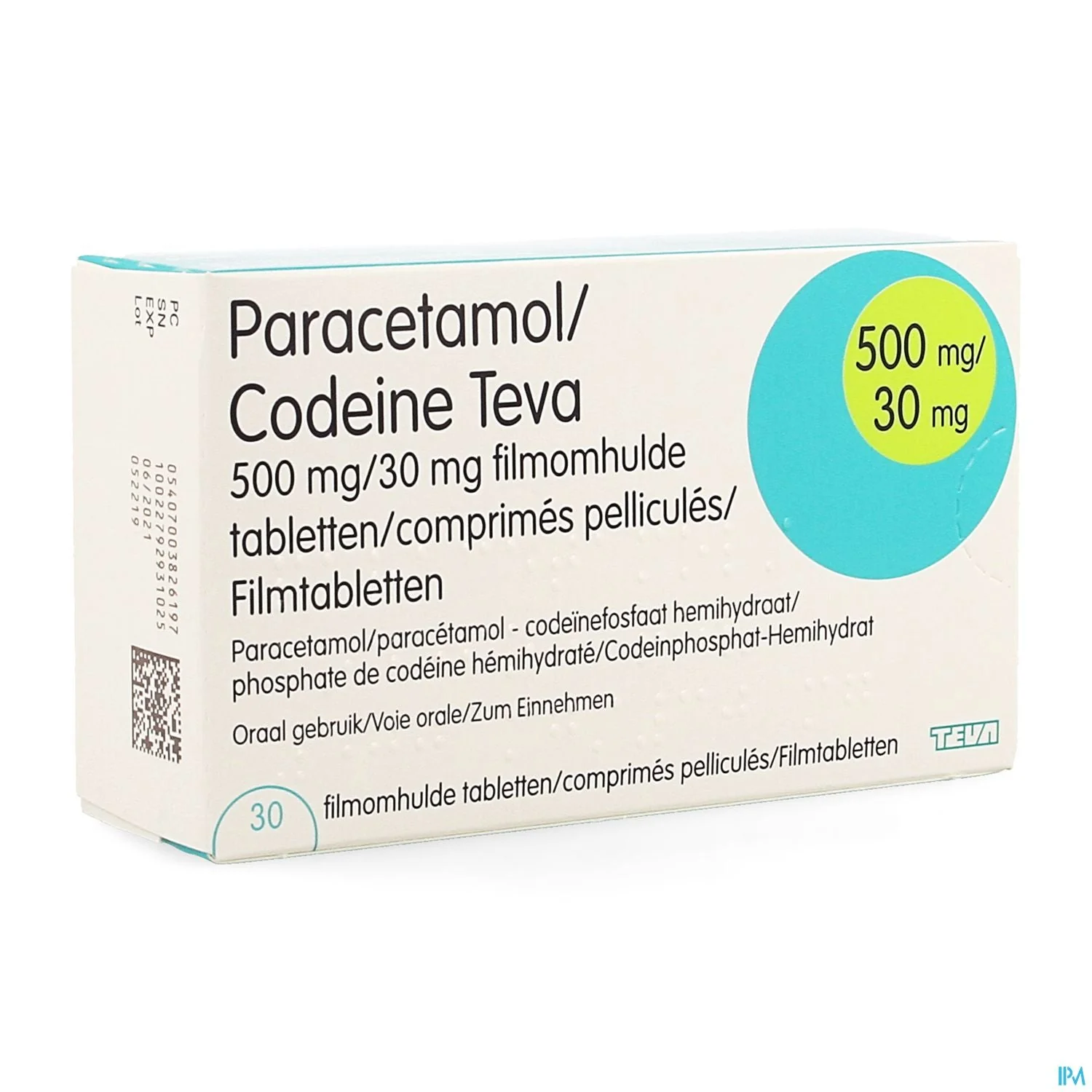 CODEINE TEVA 25x30mg per STRIP - 100X30MG PER  BOX